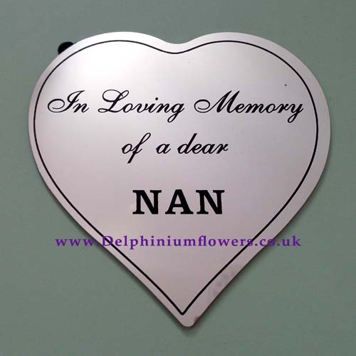 Silver Heart Memorial Plaque - NAN - Click Image to Close